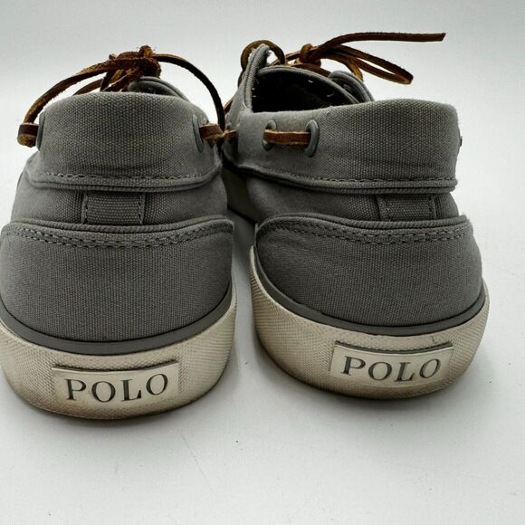 POLO RALPH LAUREN | Men's 10‎ D Canvas Gray Dock Boat Slip on Casual Shoes - Picture 5 of 9
